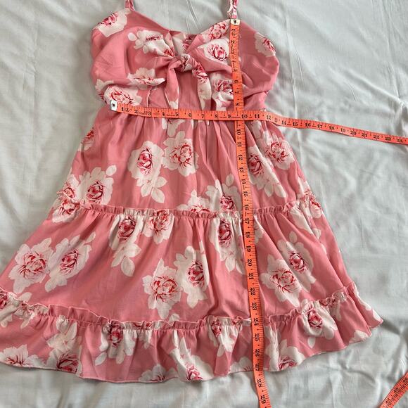 Women's Small Pink Floral Summer Dress Adjustable Straps - Picture 4 of 7